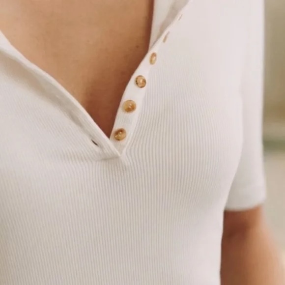 Sezane Theodora T-Shirt Ecru White - Picture 5 of 8